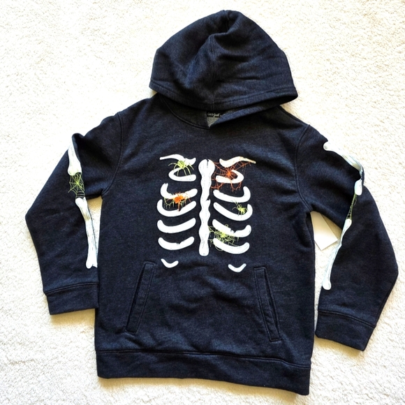 Cat & Jack Other - New unisex kid Skeleton Glow In the dark Hoodie Sweatshirt size M 8, Cat & Jack